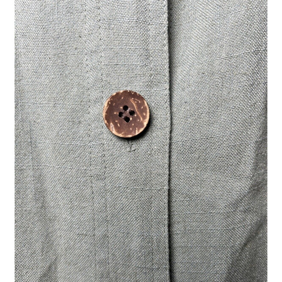 Travelsmith Women’s Lightweight Blouse Adjustable Waist Linen Blend Green PL - Picture 4 of 6